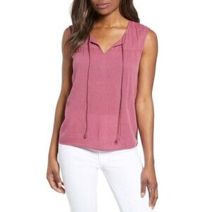 Caslon Sleeveless Tassel Tie Tank Top In Burgundy Size S $69